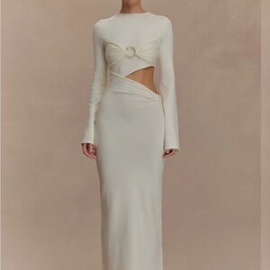 Meshki Azariah Long Sleeve Knit Midi Dress Ivory Size XS